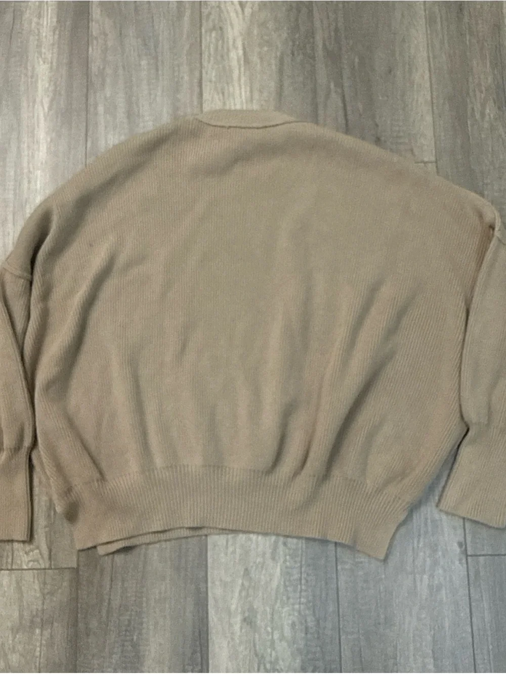 Free People Taupe Relaxed Crewneck Sweater